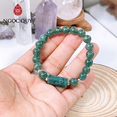 Vòng tay cẩm thạch A - Vòng ngọc phỉ thúy lam ngọc phối charm hạt 8mm - Ngọc Quý