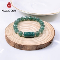 Vòng tay cẩm thạch A - Vòng ngọc phỉ thúy lam ngọc phối charm hạt 8mm - Ngọc Quý