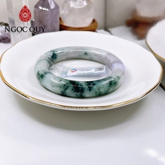 Vòng cẩm thạch A - Ngọc phỉ thúy type A bản tròn ni 52- 55 xanh hoa bay LM91 (kèm kđ type A)- Ngoc Quý