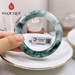 Vòng cẩm thạch A - Ngọc phỉ thúy type A bản tròn ni 52- 55 xanh hoa bay LM91 (kèm kđ type A)- Ngoc Quý