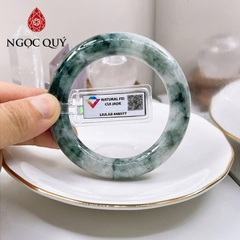 Vòng cẩm thạch A - Ngọc phỉ thúy type A bản tròn ni 52- 55 xanh hoa bay LM91 (kèm kđ type A)- Ngoc Quý