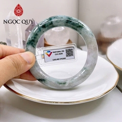 Vòng cẩm thạch A - Ngọc phỉ thúy type A bản tròn ni 52- 55 xanh hoa bay LM91 (kèm kđ type A)- Ngoc Quý