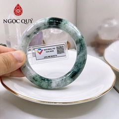 Vòng cẩm thạch A - Ngọc phỉ thúy type A bản tròn ni 52- 55 xanh hoa bay LM91 (kèm kđ type A)- Ngoc Quý