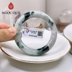 Vòng cẩm thạch A - Ngọc phỉ thúy type A bản tròn ni 52- 55 xanh hoa bay LM91 (kèm kđ type A)- Ngoc Quý