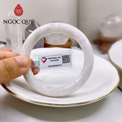 Vòng cẩm thạch A Myanmar - Ngọc phỉ thúy type A bản tròn trắng bông xanh điểm tím ni 53-55 LM92(kèm kđ type A) - Ngoc Qu