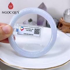 Vòng cẩm thạch A - Ngọc phỉ thúy type A bản tròn hẹ màu tím tử la lan chất nếp mịn ni 52-58 mm (kèm kđ type A)- Ngoc Quý