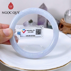Vòng cẩm thạch A - Ngọc phỉ thúy type A bản tròn hẹ màu tím tử la lan chất nếp mịn ni 52-58 mm (kèm kđ type A)- Ngoc Quý