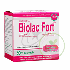 Men Biolac Fort 500mg bổ sung lợi khuẩn, cải thiện hệ tiêu hóa (Hộp10 vỉ x 10 viên)