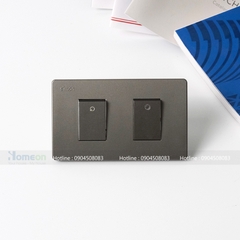 bộ công tắc 1 chiều size s in biểu tượng + công tắc 1 chiều size s có đèn báo led màu xám
