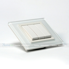 Bộ công tắc ba 1 chiều kính trắng