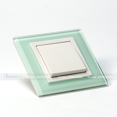 Bộ công tắc 1 chiều mặt kính màu xanh