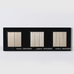 Bộ công tắc đôi,ba,bốn,viền kính 3 màu đen