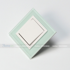 Bộ công tắc 1 chiều mặt kính màu xanh