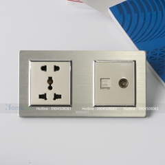bộ ổ cắm đôi 3 chấu kèm ổ cắm mạng + tivi