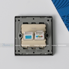 Bộ ổ cắm mạng thoại viền kính màu đen