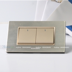 bộ công tắc 1 chiều phím trung,viền mầu vàng