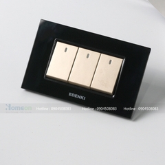 bộ công tắc 3 mặt kính mầu đen