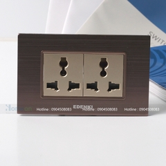 Bộ ổ cắm đơn đa năng mặt nhôm nguyên khối mầu nâu đỏ