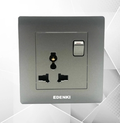 Bộ ổ cắm đơn kèm công tắc, màu xám EE-003S-GR