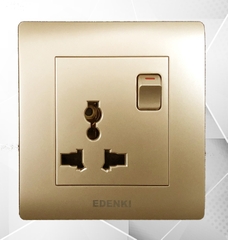 Bộ công tắc kèm ổ cắm đơn màu vàng – EE-003S-G