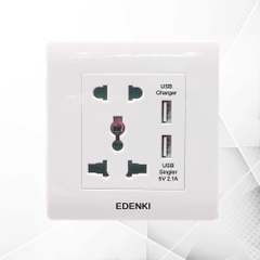 Bộ cắm đôi 3 chấu 2 đầu cắm USB – EE-005U02