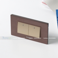 Bộ công tắc đôi nhôm nguyên khối mầu nâu đỏ