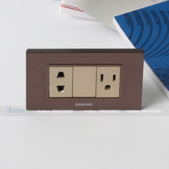 Bộ ổ cắm 2 chấu và ổ cắm 2 chân dẹt mầu nâu đỏ