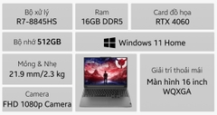 Laptop Lenovo Legion Slim 5 16AHP9 83DH003AVN - R7 8845HS, RTX 4060, 16GB, 512GB, WQXGA 165Hz
