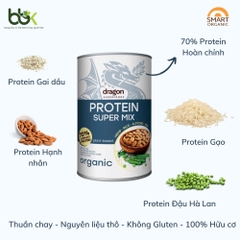 Bột protein shake thực vật hữu cơ vị Super mix (4 loại hạt) Dragon Superfoods 450gr