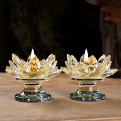 Chân đèn bơ bông sen pha lê (chân nến sen pha lê)