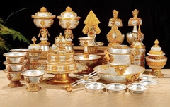 BỘ ĐỒ THỜ NEPAL ĐỒNG MẠ VÀNG VÀ BẠC (fullset)