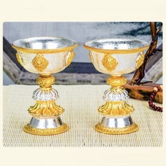BỘ ĐỒ THỜ NEPAL ĐỒNG MẠ VÀNG VÀ BẠC (fullset)