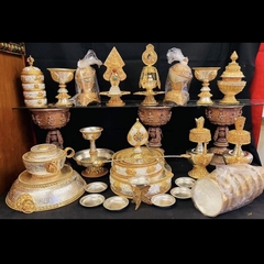 BỘ ĐỒ THỜ NEPAL ĐỒNG MẠ VÀNG VÀ BẠC (fullset)