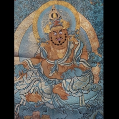 Tranh Thangka thêu Dzambala Hoàng Thần Tài