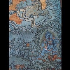 Tranh Thangka thêu Dzambala Hoàng Thần Tài