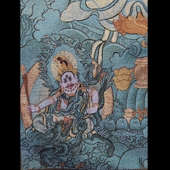 Tranh Thangka thêu Dzambala Hoàng Thần Tài