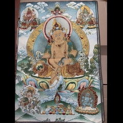 Tranh Thangka thêu Dzambala Hoàng Thần Tài