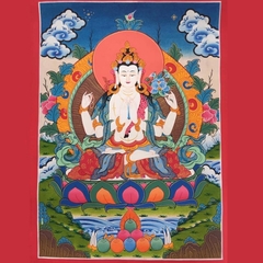 Tranh Thangka Quan Âm Tứ Thủ - Tranh Vẽ Tay