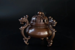 Đỉnh trầm Tam Long (lư hương đồng nghệ thuật) 