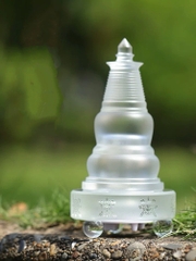 Bạch Tháp Trí Tuệ bằng pha lê khắc Bảo Kiếp Ấn Đà Ra Ni