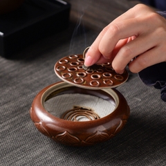 Lư trầm gốm Đài Sen (kiểu cánh đơn)
