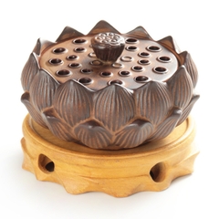 Lư trầm gốm Đài Sen (kiểu cánh kép)