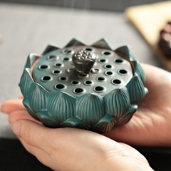 Lư trầm gốm Đài Sen (kiểu cánh kép)