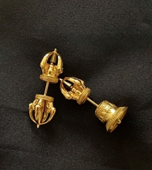 Order khuyên tai Chuông Chày Kim Cang bằng bạc 925 mạ vàng 5 lớp