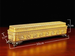 Lư hương truyền thống tây tạng khắc nổi Bát Kiết Tường và thần chú Omanipadmehums dài 30 cm