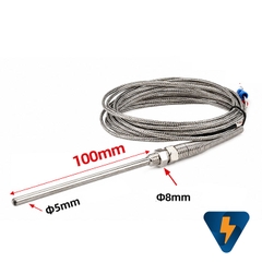 Cảm biến nhiệt độ type K M8 100mm dây dài 2 mét