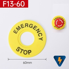 Nhãn mác emergency stop miếng ghi tên nút nhấn dừng khẩn cấp