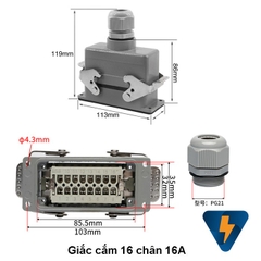 Giắc cắm công nghiệp 16 chân HE-016-M HE-016-F HDC-HE-016-2
