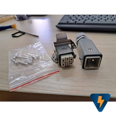 HDC-HQ-005-3 Bộ giắc cắm 6 chân 16A vuông nằm ngang HDC-HQ-005
