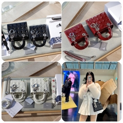Túi Di Lady Da Bóng Khóa Bạc Size 17cm Có 2 Hộp